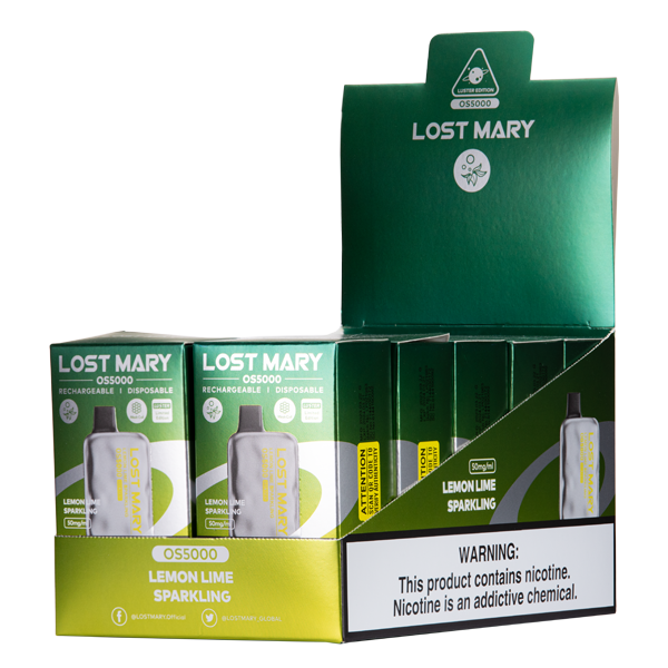 Lemon Lime Sparkling Lost Mary OS5000 Luster Vape 10-Pack