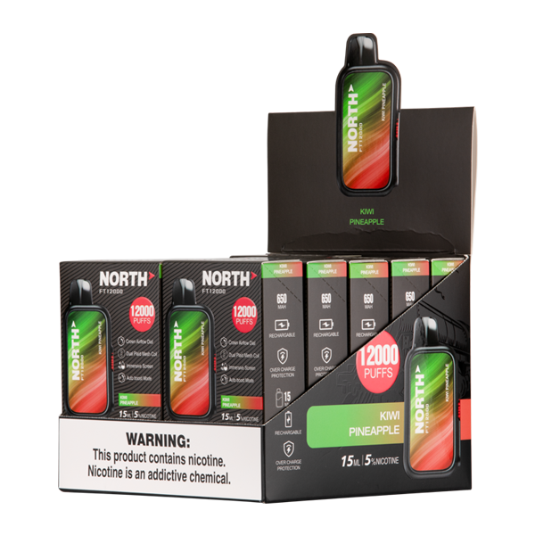 Kiwi Pineapple North FT12000 Vape 10 Pack