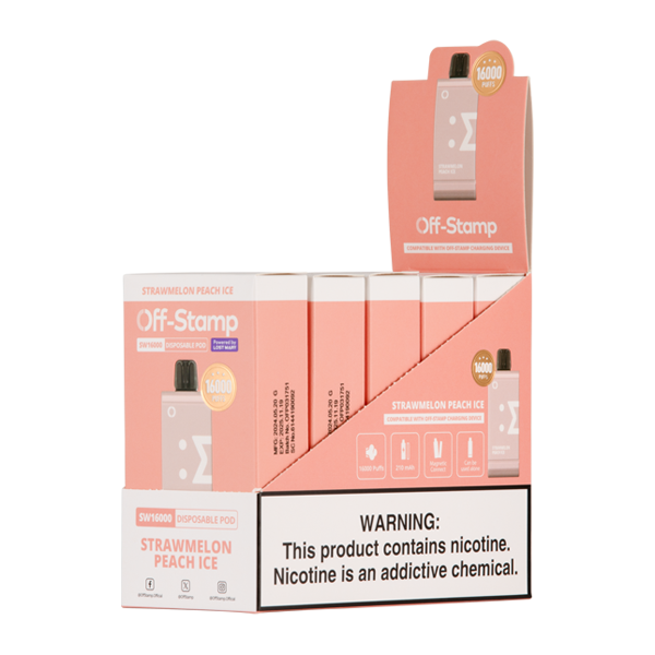 Strawmelon Peach Ice OFF STAMP SW16000 Disposable Vape 5 Pack
