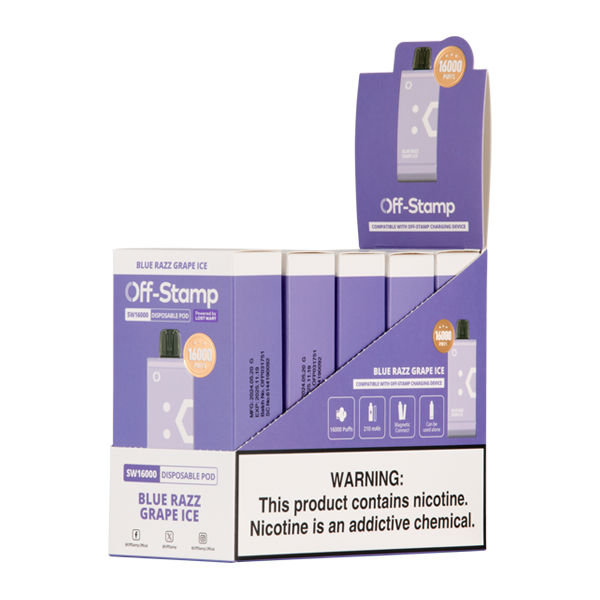 Blue Razz Grape Ice OFF STAMP SW16000 Disposable Vape – Mi-One Brands