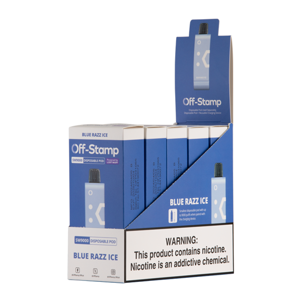 Blue Razz Ice OFF STAMP SW9000 Disposable Vape 5-Pack