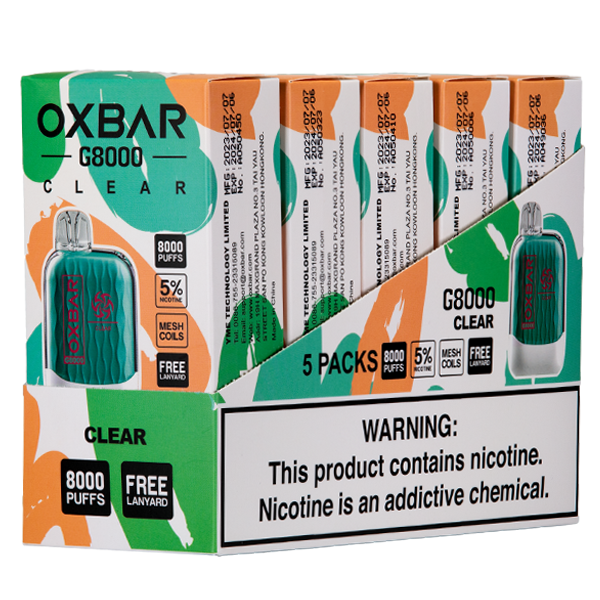 Oxbar G8000 Clear Vape 5pk