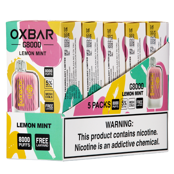 Lemon Mint Oxbar G8000 Vape 5-Pack