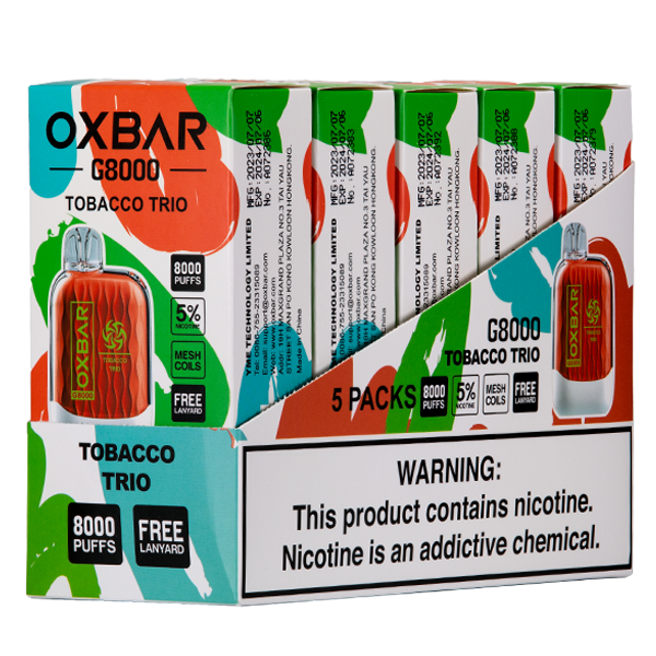Tobacco Trio Oxbar G8000 Vape 5-Pack