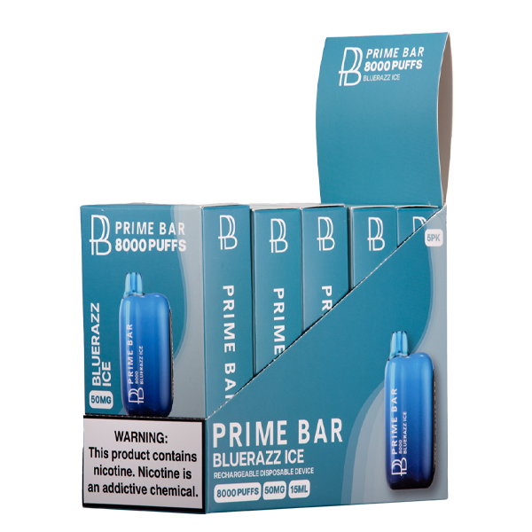 Blue Razz Ice Prime Bar 8000 Vape 5-Pack