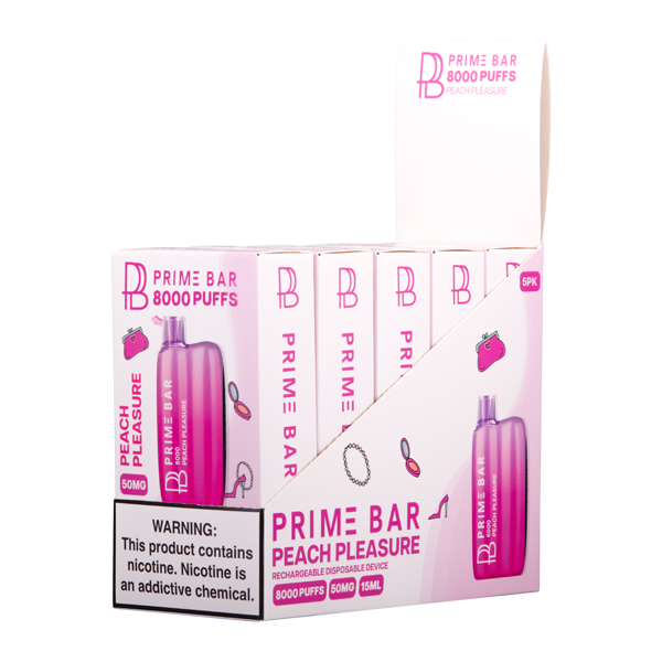 Peach Pleasure Prime Bar 8000 5-Pack