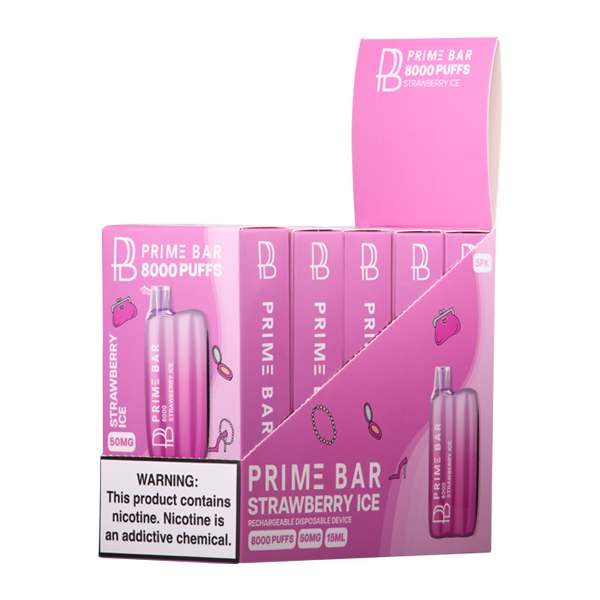 Strawberry Ice Prime Bar 8000 Vape 5-Pack