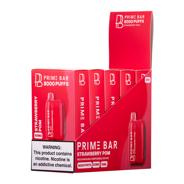 Strawberry Pom Prime Bar 8000 Vape 5-Pack