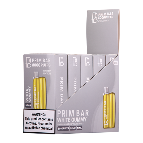 White Gummy Prime Bar 8000 Vape 5-Pack