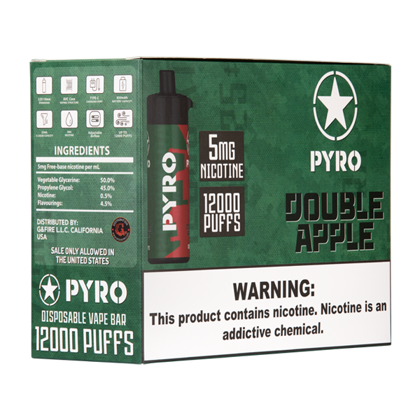 Double Apple Pyro Disposable Vape 10-Pack
