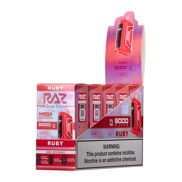 Ruby RAZ TN9000 Vapes 5-Pack
