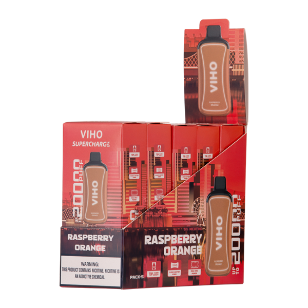 Raspberry Orange Viho Supercharge Vape Vape 5-Packs