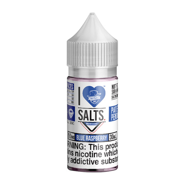 Blue Raspberry flavored nicotine salts in 50mg, an I Love Salts Eliquid