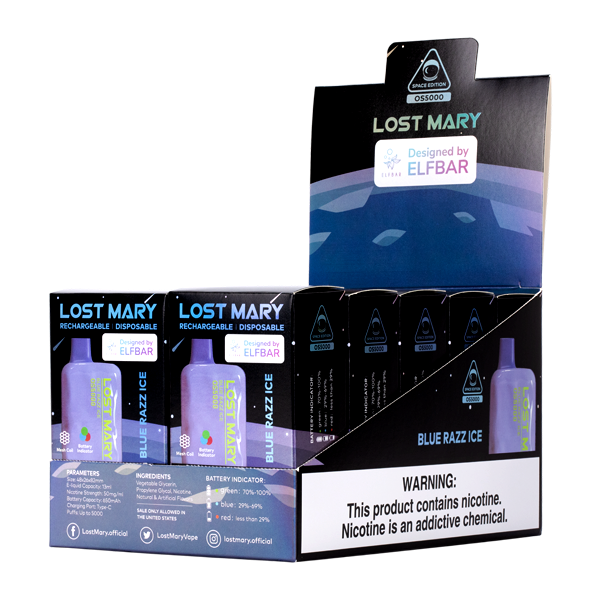 Blue Razz Ice Lost Mary OS5000 Vape Device 10-Pack