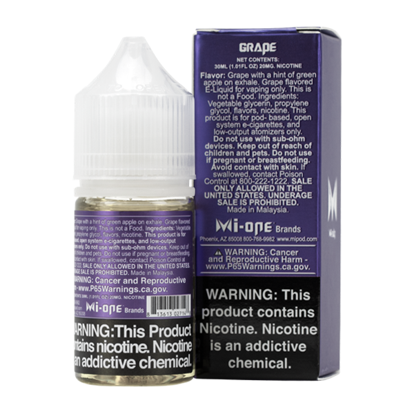 A best-selling fruity pod juice, Grape Mi-Salts is available in 20mg & 40mg