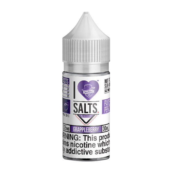 Grape, Apple, and Mixed Berry flavored nicotine salts in 25mg, an I Love Salts Eliquid