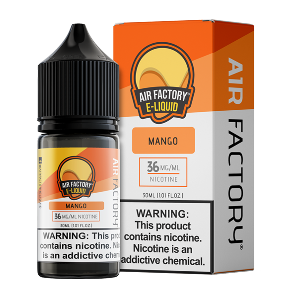 A 30ml vape juice with nicotine salts in 20mg & 40mg, Mango by Air Factory