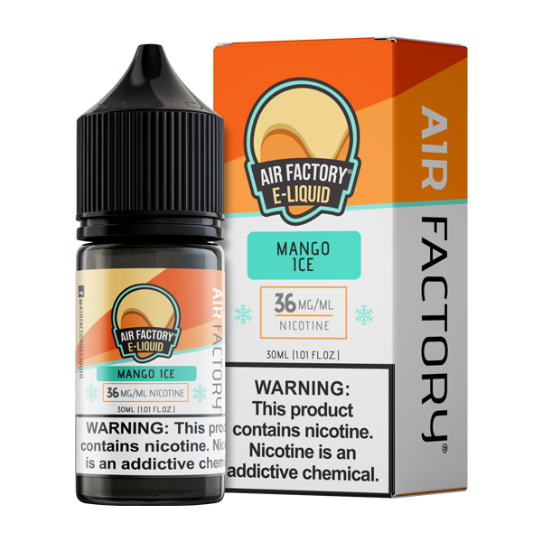 A 30ml vape juice with nicotine salts in 20mg & 40mg, Mango Ice by Air Factory
