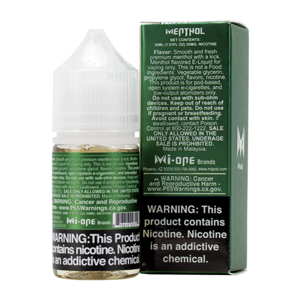 A best-selling mint pod juice, Menthol Mi-Salts is available in 20mg & 40mg