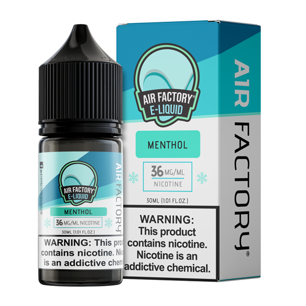 Menthol is an icy blend of vape juice from Air Factory, blended with nicotine salts