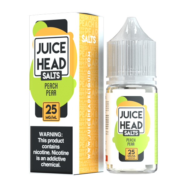 A 30ml vape juice with nicotine salts in 20mg & 40mg, Peach Pear by Juice Head