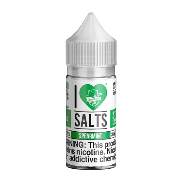 Sweet and savory mint flavored nicotine salts in 25mg, Spearmint is an I Love Salts Eliquid