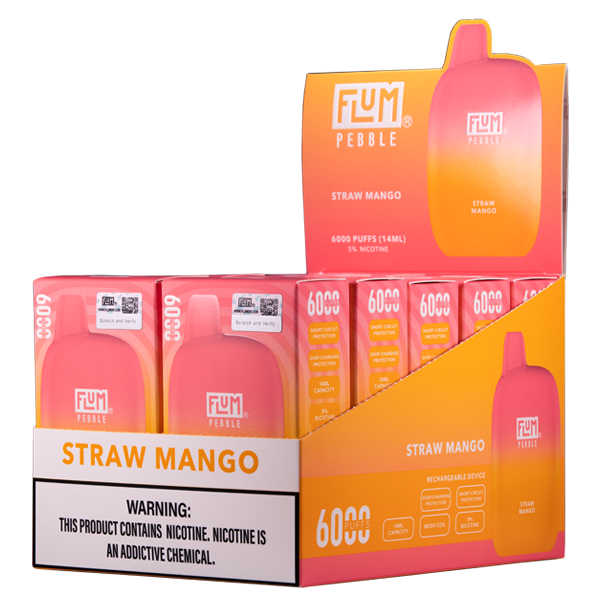 Straw Mango Flum Pebble Disposable Vape 10pk