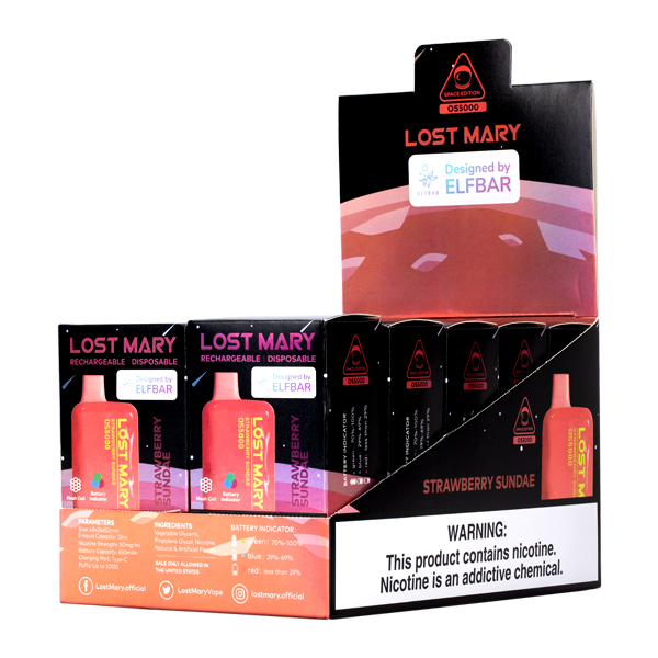Strawberry Sundae Lost Mary OS5000 Vape 10-Pack