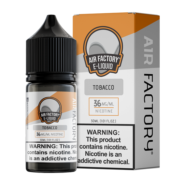 Tobacco is a bold tobacco flavored vape juice from Air Factory, blended with nicotine salts