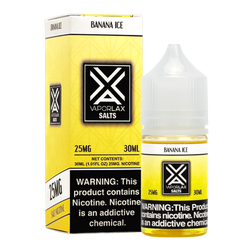 A best-selling creamy yet mentholated pod juice, Banana Ice by VaporLax Salts is available in 25mg & 50mg