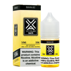 Banana Ice by VaporLax Salts is a creamy yet mentholated flavored vape juice, blended with nicotine salts