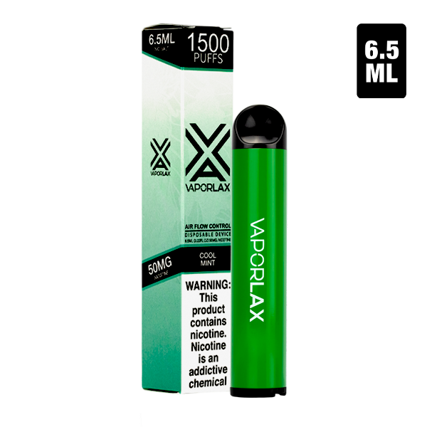 Long lasting cool mint vape flavor with 1500 puffs, made by vaporlax
