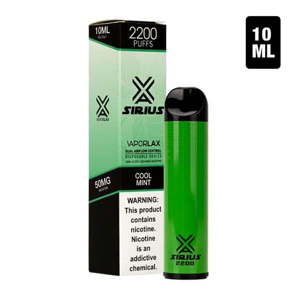 A Cool Mint of disposable vape pens, Sirius 2200 made by VaporLax