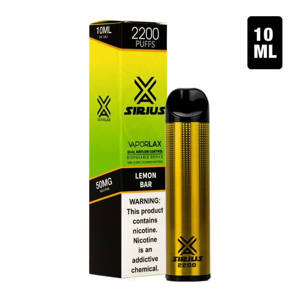 The biggest disposable vape pen with 2200 puffs, the Sirius 2200 with lemon bar flavors