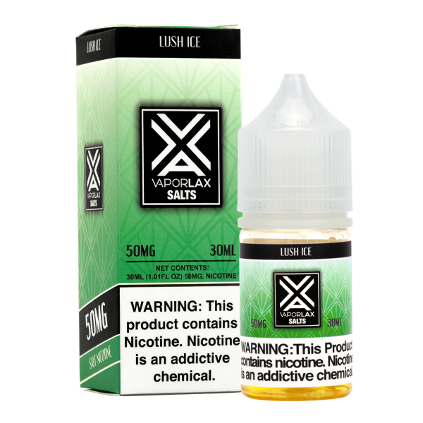 A 30ml vape juice with nicotine in 25mg & 50mg, experience Lush Ice by VaporLax Salts