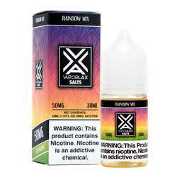 A 30ml vape juice with nicotine in 25mg & 50mg, experience Rainbow Mix by VaporLax Salts