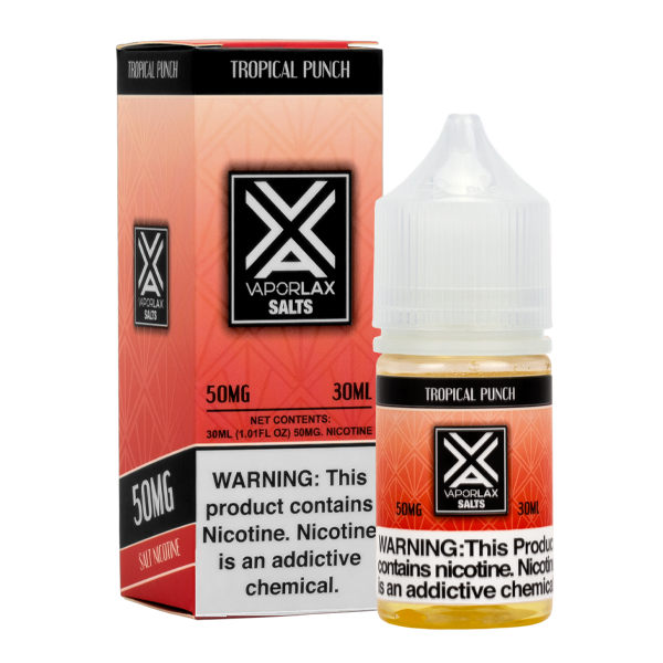 Tropical Punch by VaporLax Salts is a tropical flavored vape juice, blended with nicotine salts